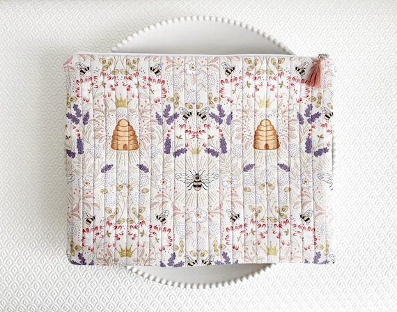 Quilted Zipper Pouch- Golden Bee