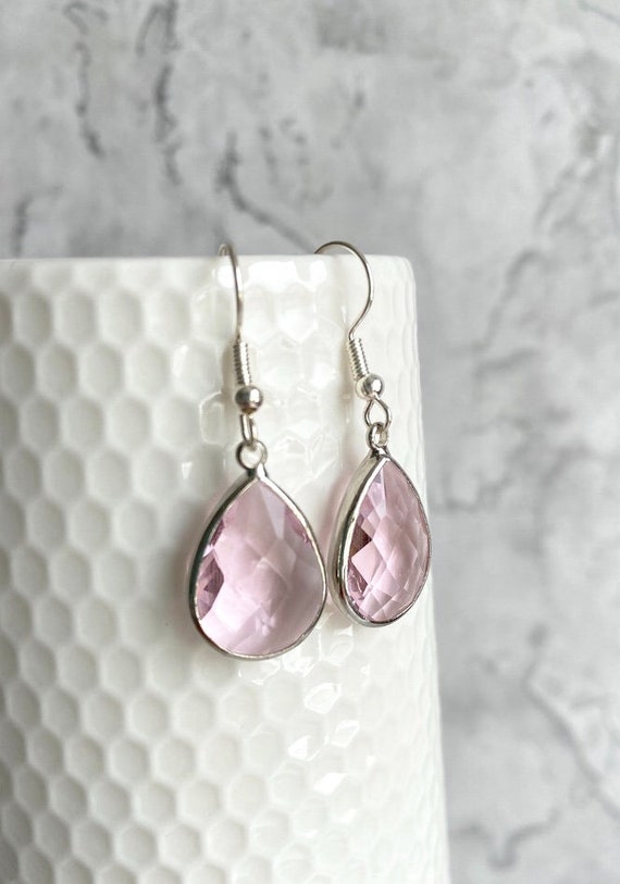 Purple Glass Teardrop Earrings
