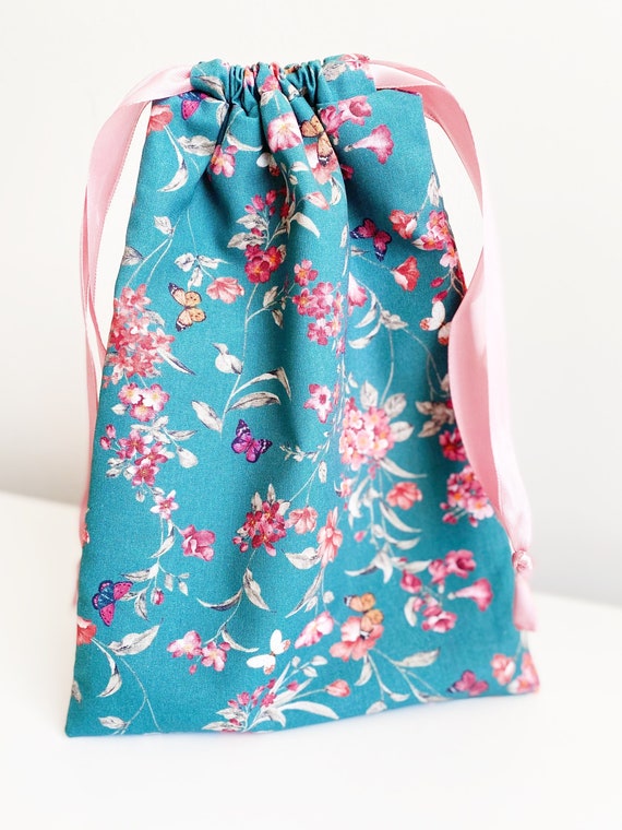 Fabric Drawstring Bag ~ Butterfly Garden
