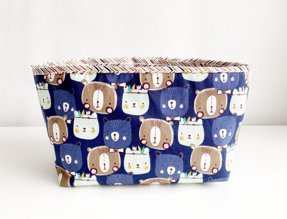 Fabric Basket- Boho Bears