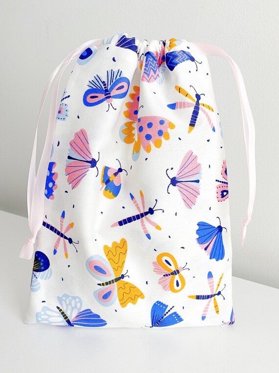 Butterfly and Dragonfly Drawstring Bag