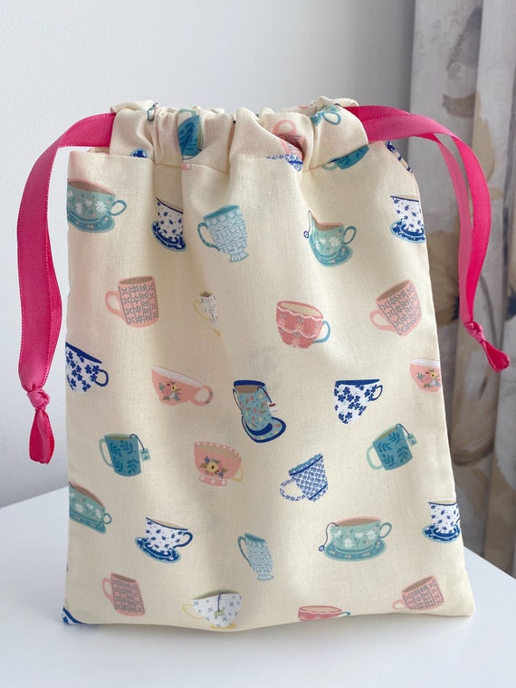 Fabric Drawstring Bag~ Tea Time