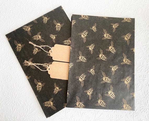 Gift Wrap Set- Golden Bumble Bees