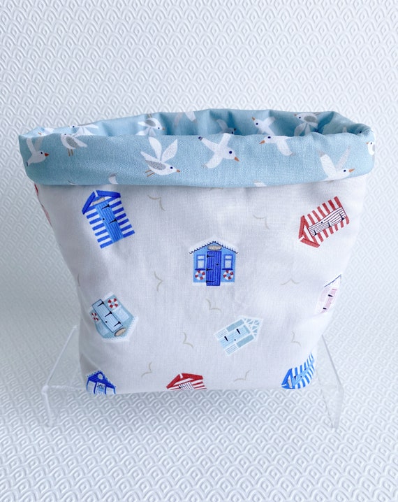 Fabric Storage Basket- Beach Huts & Seagulls