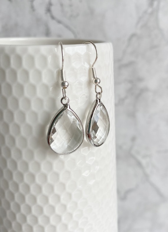 Clear Crystal Teardrop Earrings