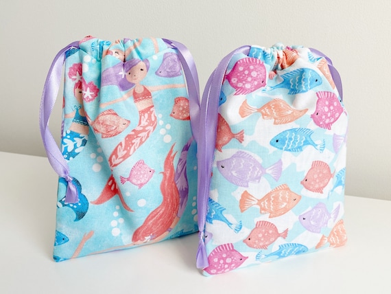 Fabric Drawstring Bags Gift Set - Little Mermaids and Friends