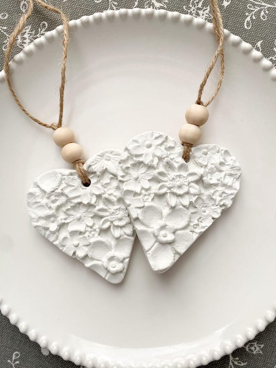 Handmade Natural Clay Decorative Heart Ornaments