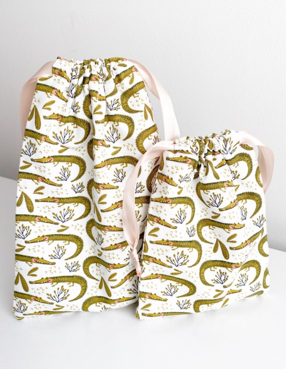 Fabric Drawstring Bags ~ Cheeky Crocodiles