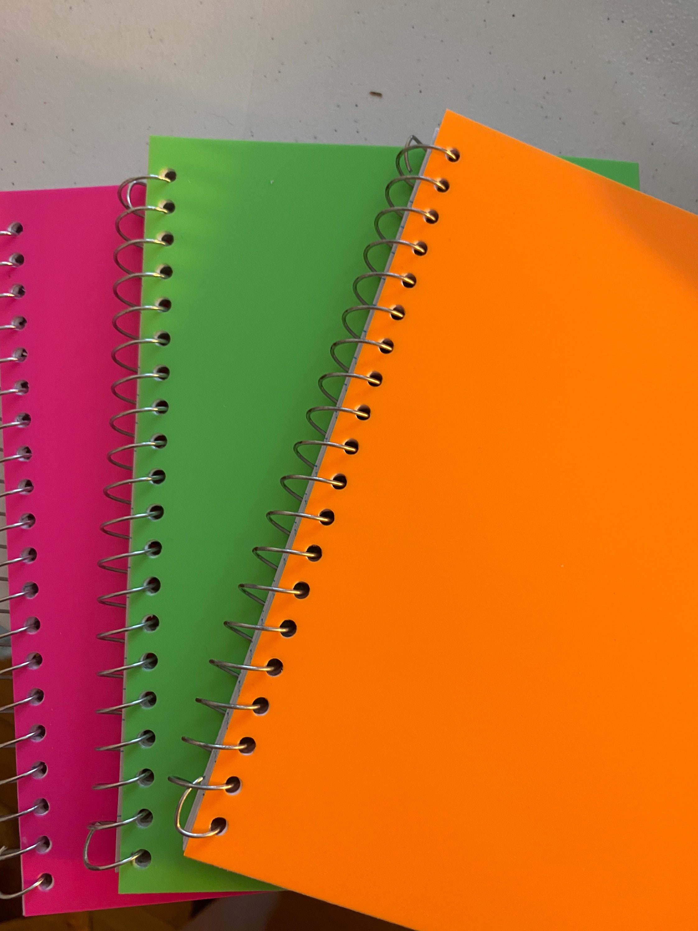 Spiral Notebooks With Neon Plastic Covers,5x7 Inches, Spiral Notebooks –  areHandmade