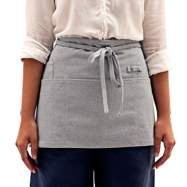 Waist Apron with Pockets - Blue - Cute Half Apron for Men and Women