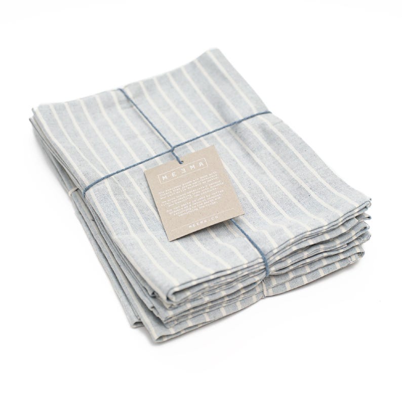 Katoenen servetten, set van 4, 8, 12, 24 stoffen servetten, perfect voor dagelijks gebruik, speciale diners, evenementen. Gemaakt van gerecycled katoen en denim: 19 x 18 inch afbeelding 2