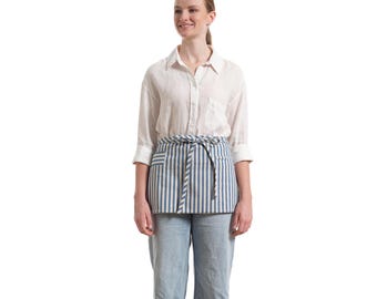 Waist Apron with Pockets - Striped - Cute Half Apron for Men and Women