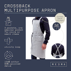 Professional chef Cross back apron, durable canvas fabric, adjustable straps, functional kitchen accessory for cooking and baking, stylish and comfortable, ideal for chefs and home cooks alike