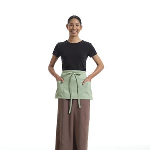 Waist Apron with Pockets - Cute Half Apron for Men and Women - 50% Recycled Cotton