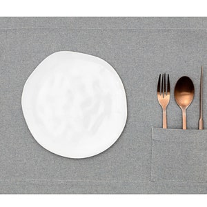 Cloth Placemats with Pockets, Set of 4 - Blue - Washable Rectangular Table Placemats 14&quot; x 19&quot;