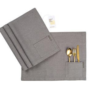 Cloth Placemats Set of 4 - Washable Rectangular Table Placemats with Pocket