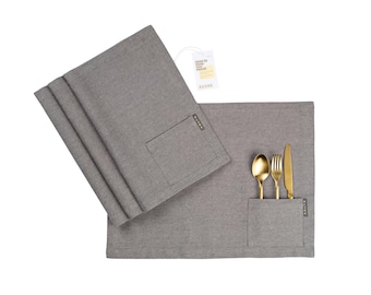 Cloth Placemats Set of 4 - Washable Rectangular Table Placemats with Pocket