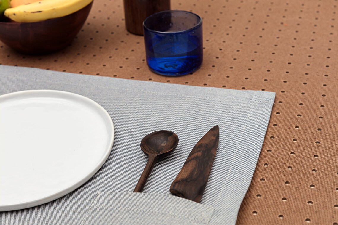 Placemats / Denim Blue With Pocket Set of 4 Etsy