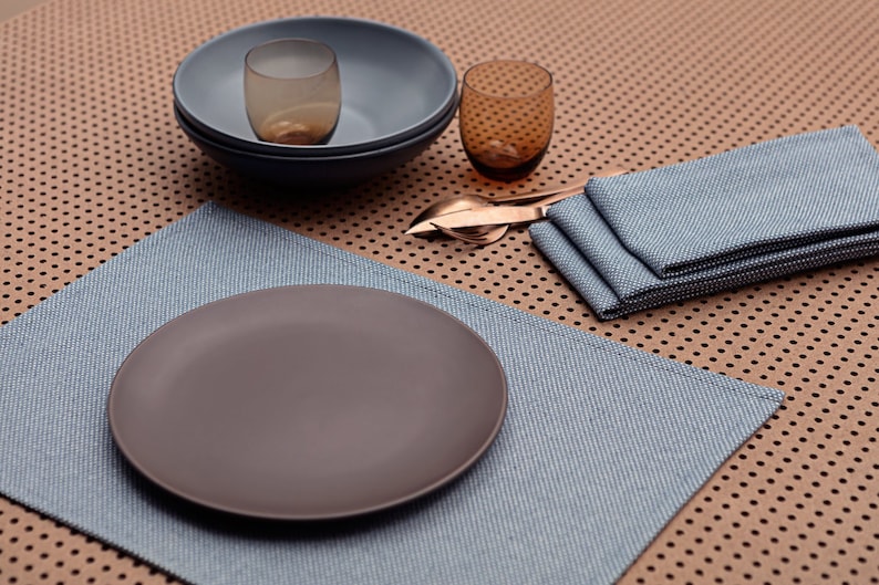 Wellcrafted set of 4 cloth placemats, premium cotton blend, stylish table linens for dining, eco-friendly fabric mats in assorted colors, washable home decor accessories, sustainable kitchen essentials.