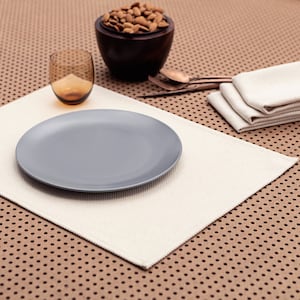 Cotton Placemats Set of 4 - Beige - Washable Rectangular Table Placemats 14&quot; x 19&quot;