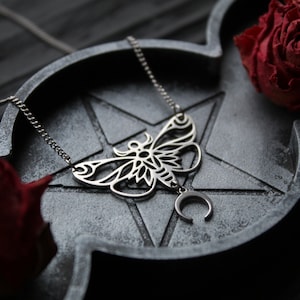 Moth Necklace  gothic necklace wicca jewelry night Butterfly Necklace Fairy Jewelry Luna  Witch Jewelry