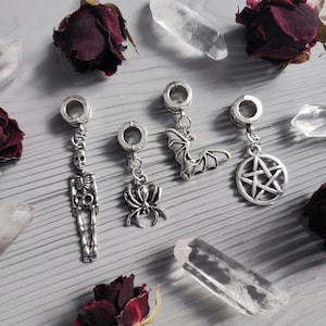 Set of 4 Halloween dread beads Skull witch style dread beads metal dreadlocks beads