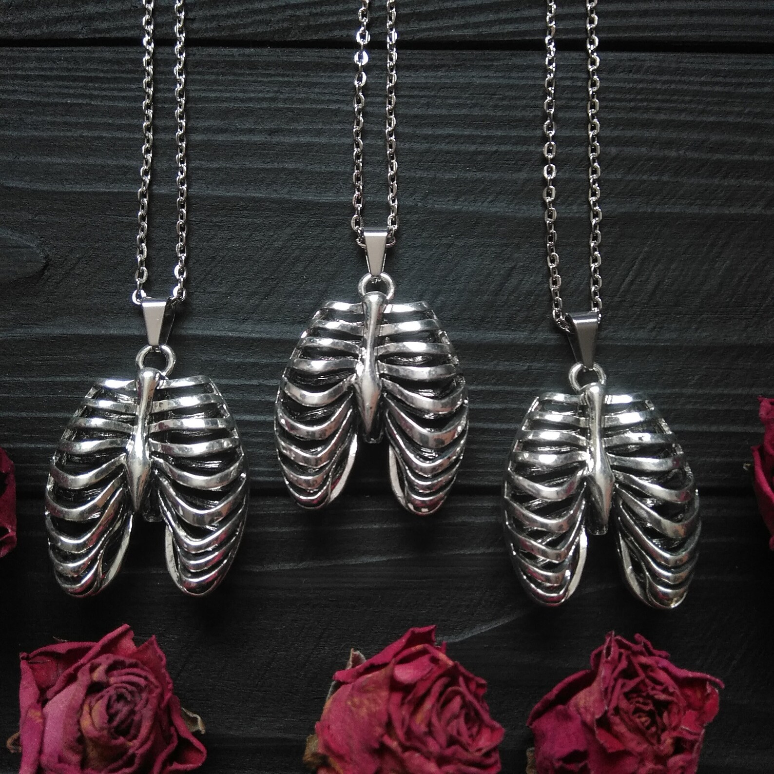 Anatomical Rib Cage Necklace Gothic Jewelry Skeleton Pendant Etsy