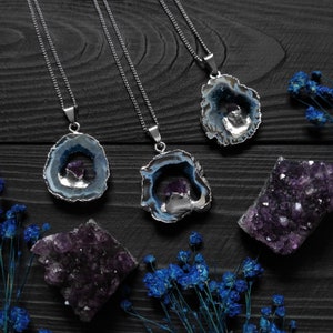 Raw amethyst Necklace Agate geode slice necklace Raw crystal necklace gemstone necklace Geode Druzy necklace natural stone necklace