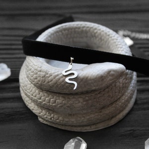 Stainless steel black velvet choker Snake choker Dainty Choker Serpent Choker gothic choker snake jewelry Snake Necklace witch jewelry