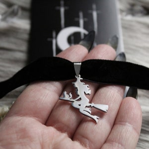 Witch Choker Witch Broom Necklace Goth Choker Pagan Witchy Jewelry