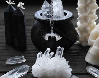 Stainless Steel Bat Necklace: Gothic Vampire Pendant, Witchy Jewelry