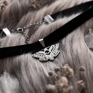 Death Head Moth Velvet Choker Witchy Necklace Skull Moth Jewelry Gothic Jewelry Halloween necklace