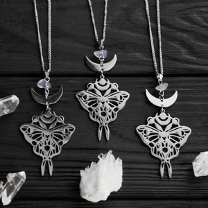Lunar Moth necklace Moon Moth Jewelry Moon Phase Pendant Butterfly necklace