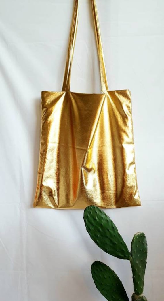 Gold Metallic Tote Bag Etsy
