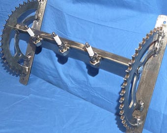3 Coat Hook Fixture Made From Motorcycle Parts; Repurposed, Steampunk