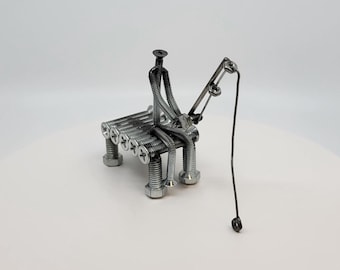 Weightlifter Made Out of Nuts and Bolts, Welded Art, Metal
