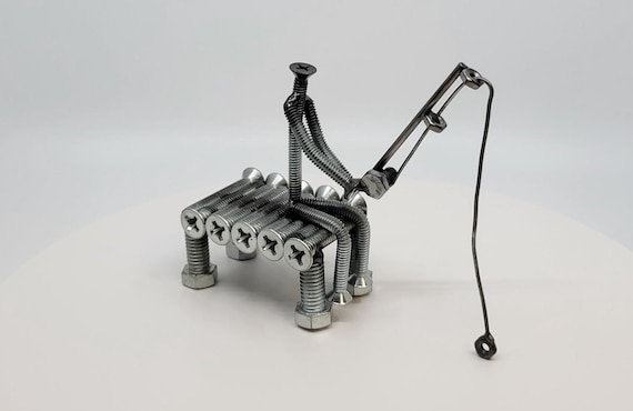 Weightlifter Made Out of Nuts and Bolts, Welded Art, Metal