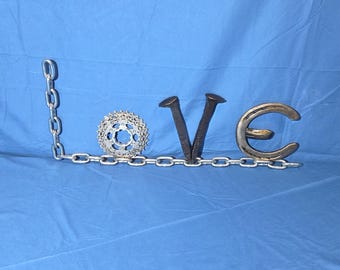 Welded Repurposed Metal "Love" Sign v2