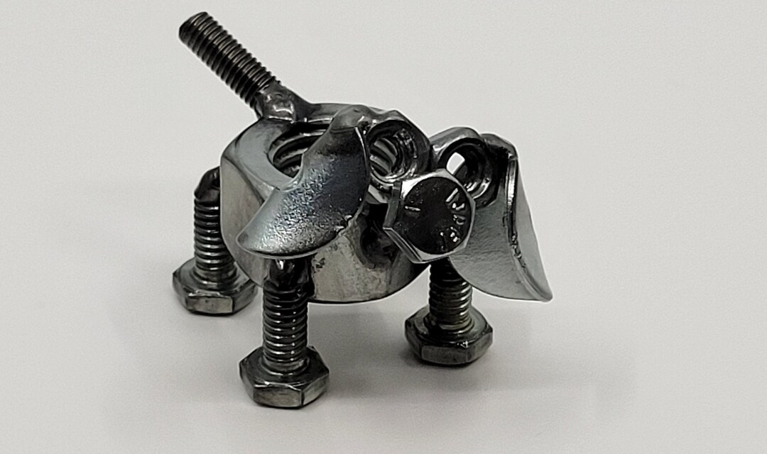 Welded Nuts and Bolts Dog Small Round Body Etsy