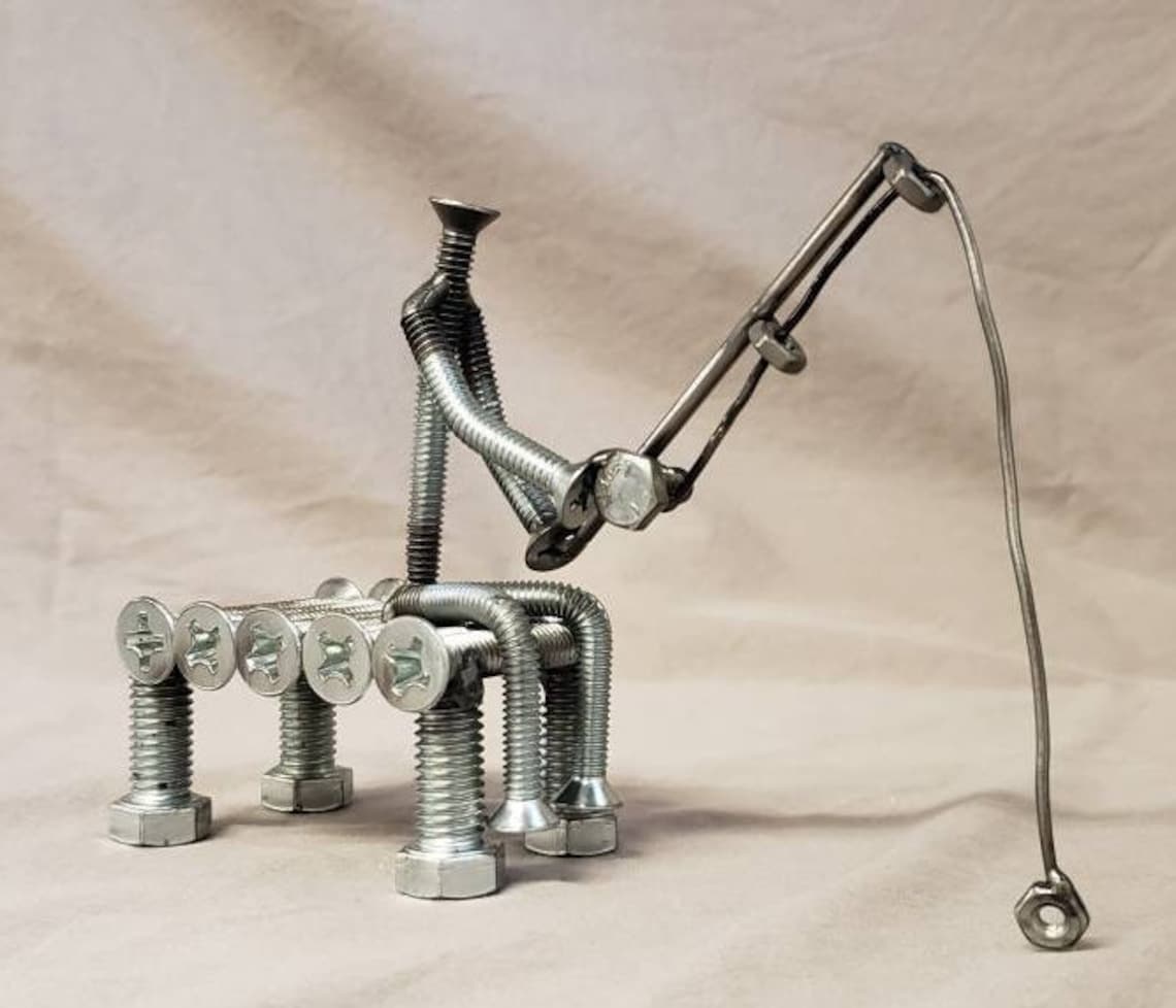 Welded Nuts and Bolts Fisherman on a Dock Etsy