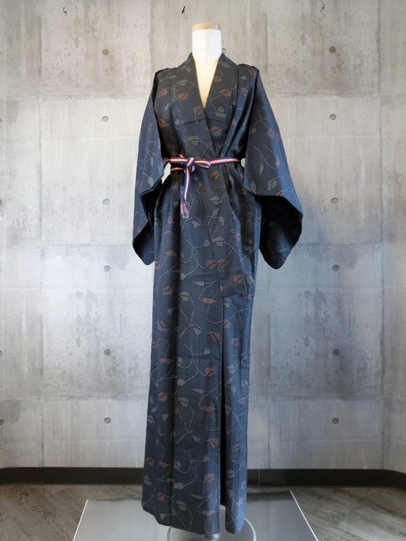 Oshima Tsumugi's style single kimono HItoe with l… - image 1