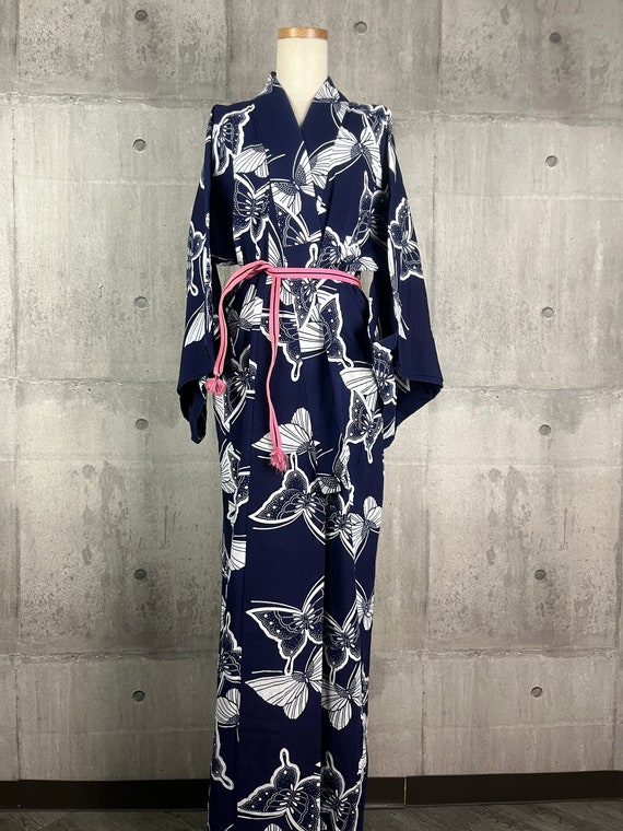 Japanese summer precious real yukata kimono with … - image 1