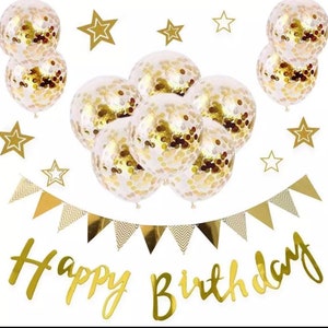 Happy Birthday Decoration Kit in Gold
