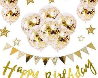 Happy Birthday Decoratie Kit in Goud