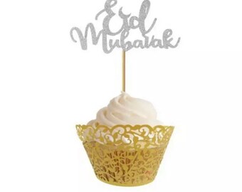 Ramadan Mubarak & Eid Mubarak Cupcake Topper 10 in een verpakking!