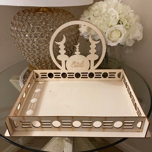 Eid/Ramadan Wooden Tray - Dessert, pastry, party tray! Moon and Circle design