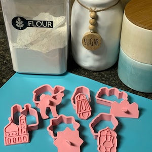 Conjunto de cortador de biscoitos e relevo para Eid/Ramadan com 12