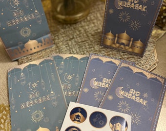 Eid Mubarak Gift/Favor Tassen pakket van 12 met stickers