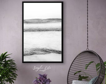 Ocean/Beach Photo/Nature Landscape/Printable Art/Minimalist/Abstract/Modern Boho/Extra Large Print/Black & White/Instant Digital Download