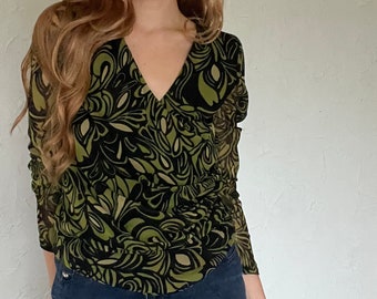 Vintage Y2K Long Sleeve Mesh Top